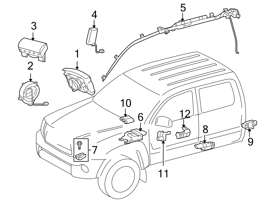 Toyota Tacoma Air Bag Control Module. Diag unit w/sens. SDM MODULE